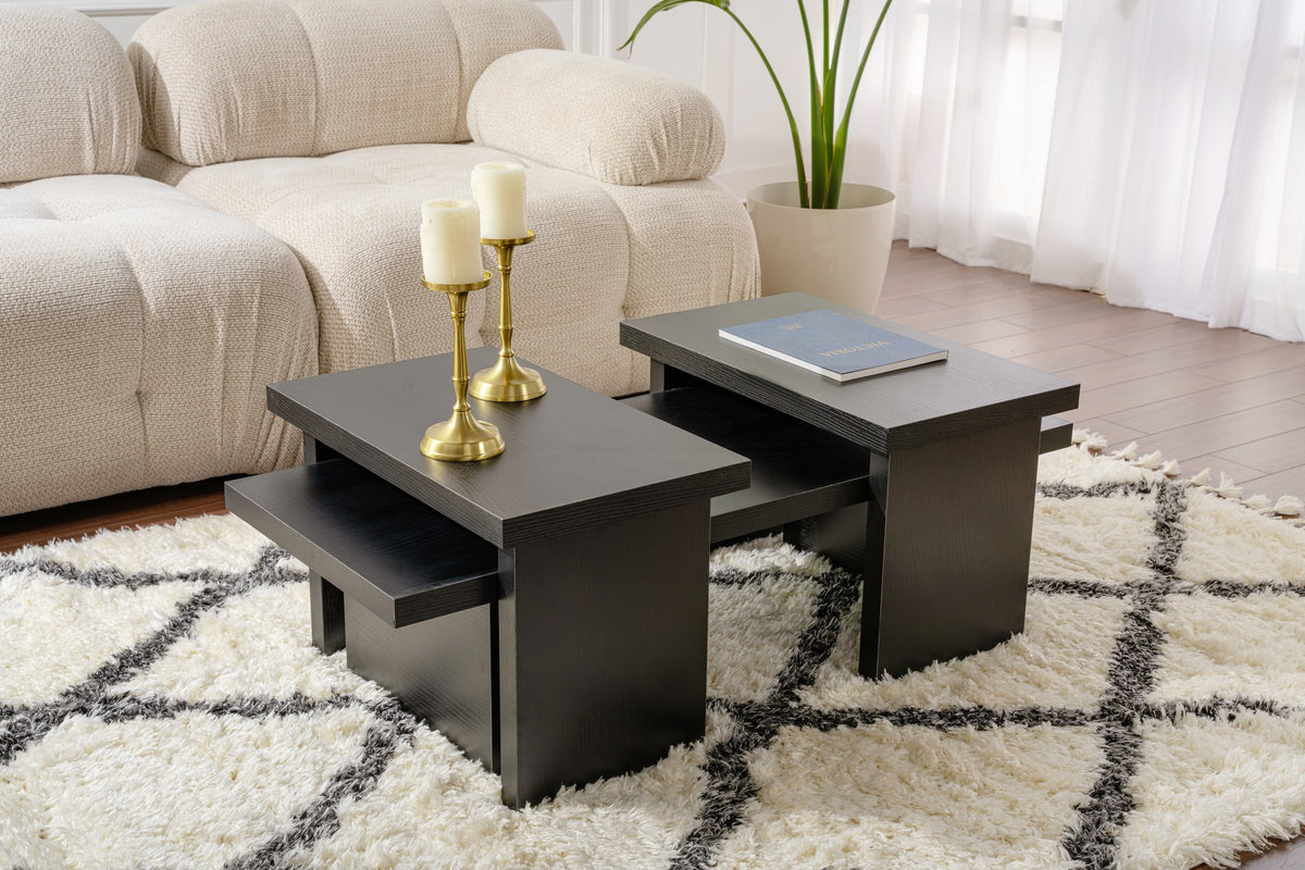 Rani Home Orta Sehpa Ahşap Desenli Siyah 110 Cm AB-5227