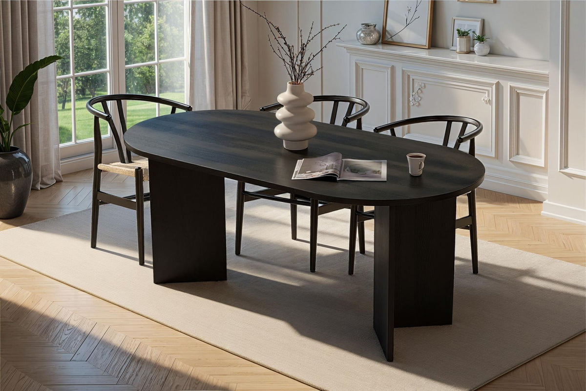Rani Home Yemek Masası Ahşap Desenli Siyah 180Cm GA-5317