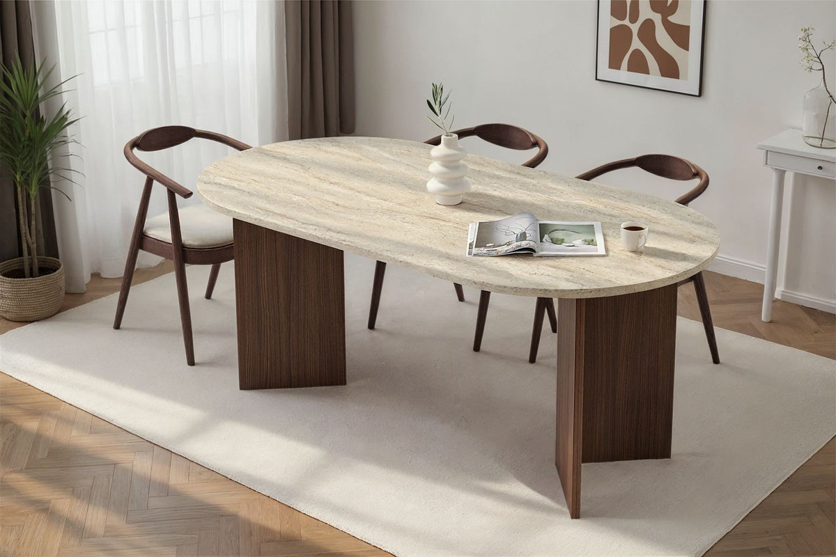 Rani Home Yemek Masası Traverten - Milano Ceviz 180 Cm GA-5226