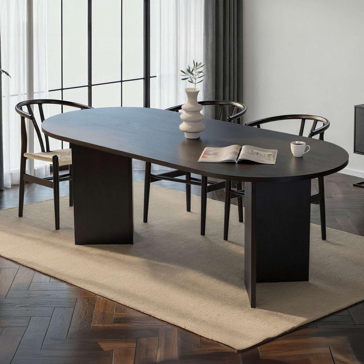 Rani Home Yemek Masası Ahşap Desenli Siyah 200Cm GA-5324