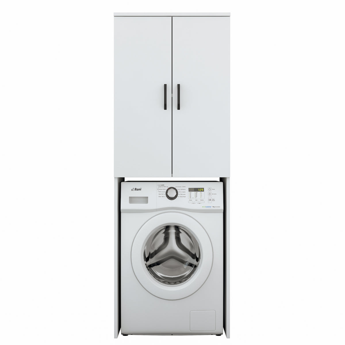 Rani KD119 Çamaşır Makinesi Dolabı 2 Kapaklı 2 Raflı Banyo Dolabı Beyaz