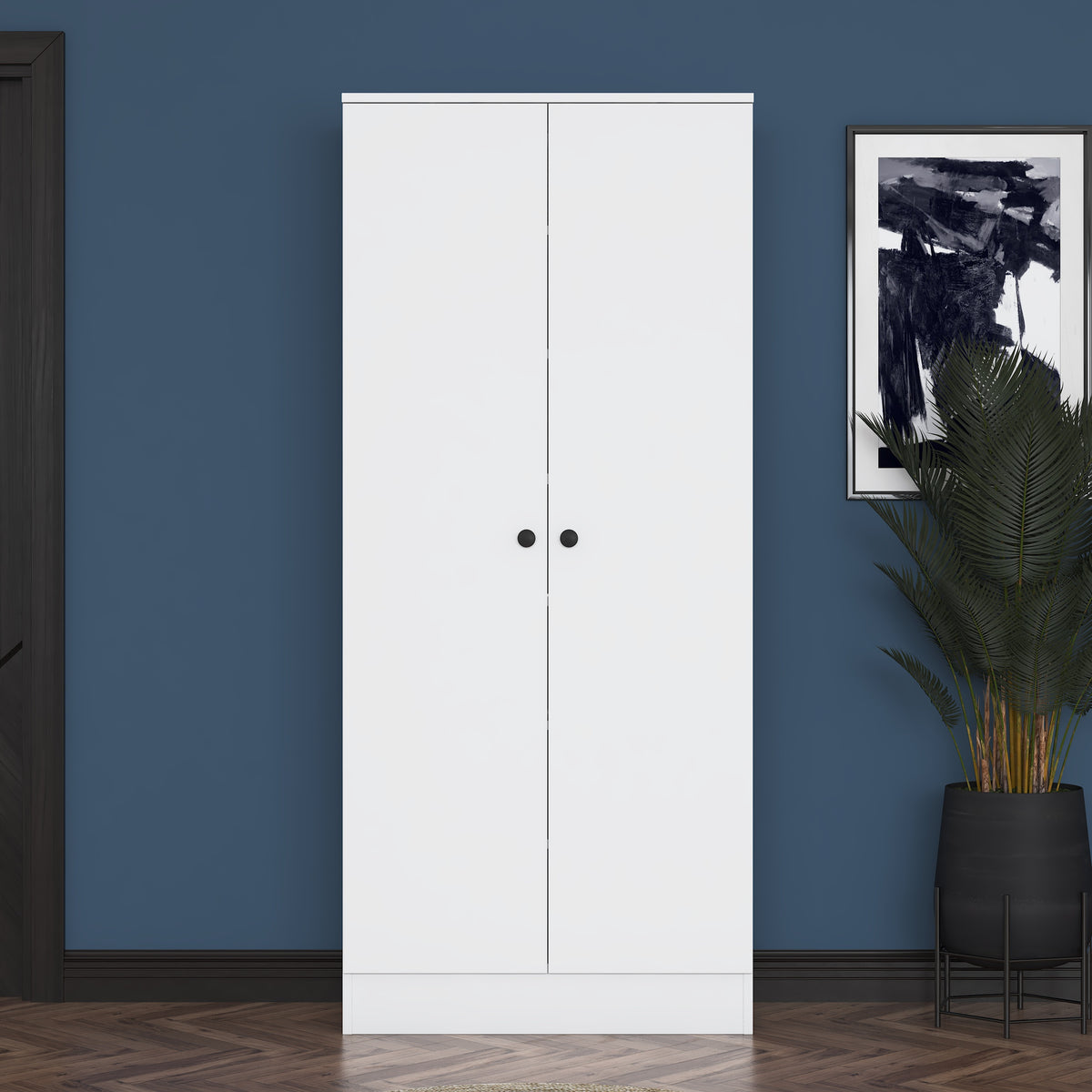 Rani EA148 modern beyaz portmanto 2 kapaklı raflı ayakkabılık vestiyer