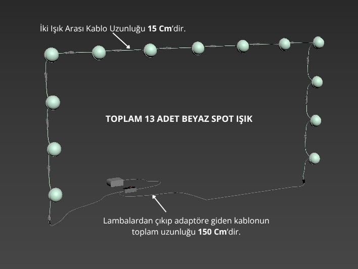 Rani ZB103 13'lü Makyaj Aynası Aydınlatması Spot Işık Beyaz