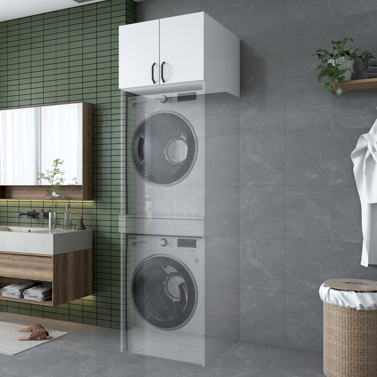 Rani KD115 Çamaşır Makinesi Dolabı Üst Modül Beyaz