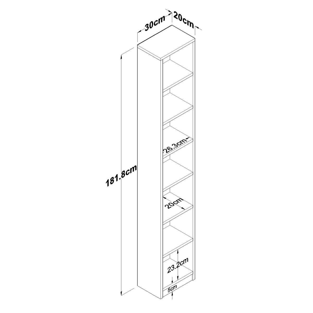 Rani HC140 Kitaplık 6 Raflı Çalışma Odası Kütüphane Modern Duvar Rafı Beyaz