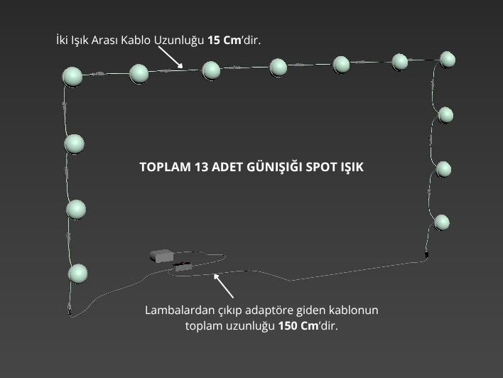 Rani ZB103 13'lü Makyaj Aynası Aydınlatması Spot Işık Günışığı