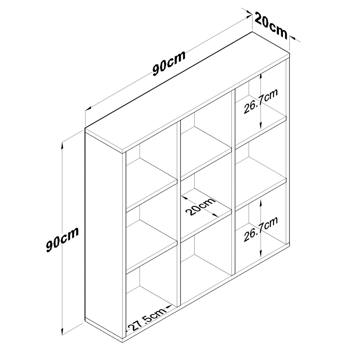 Rani HC121 Kitaplık 6 Raflı Çalışma Odası Kütüphane Modern Duvar Rafı Beyaz