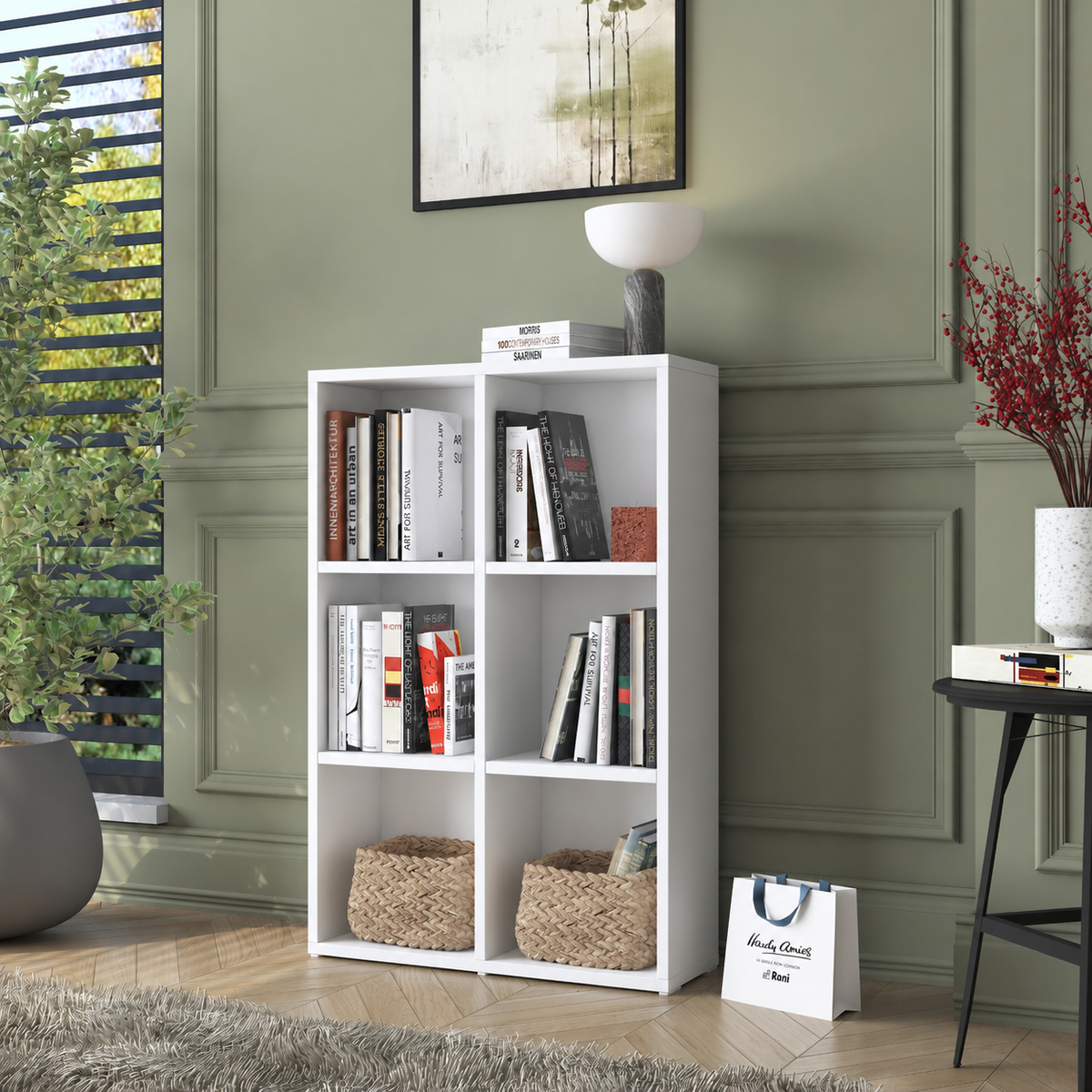 Rani HC120 Kitaplık 4 Raflı Çalışma Odası Kütüphane Modern Duvar Rafı Beyaz