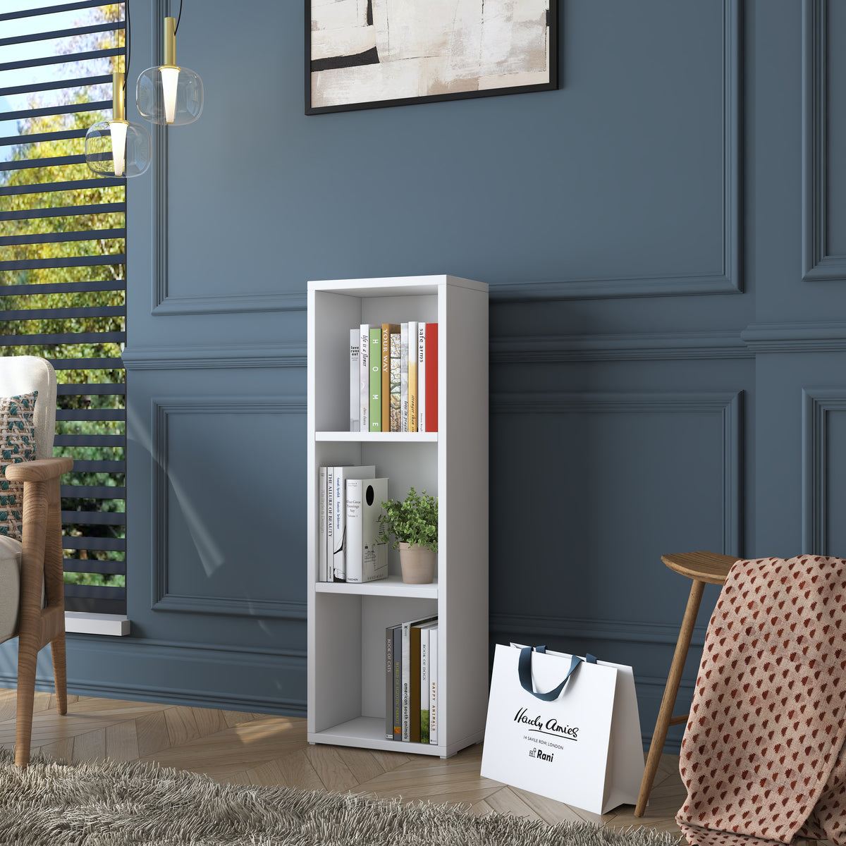Rani HC119 Kitaplık 2 Raflı Çalışma Odası Kütüphane Modern Duvar Rafı Beyaz