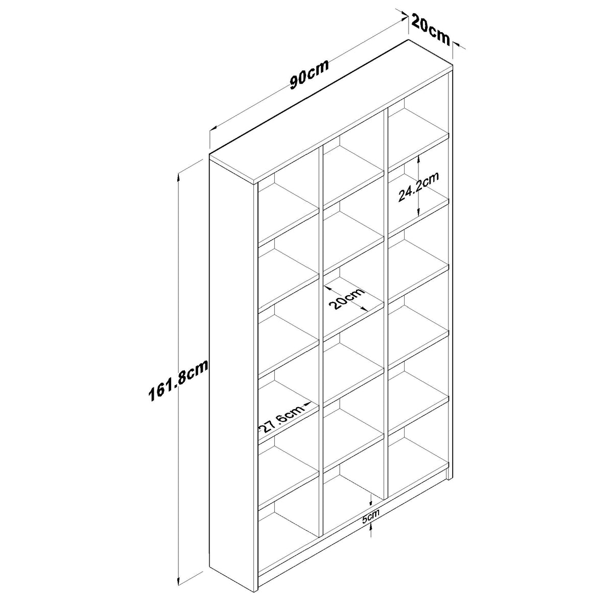 Rani HC123 Kitaplık 15 Raflı Çalışma Odası Kütüphane Modern Duvar Rafı Beyaz
