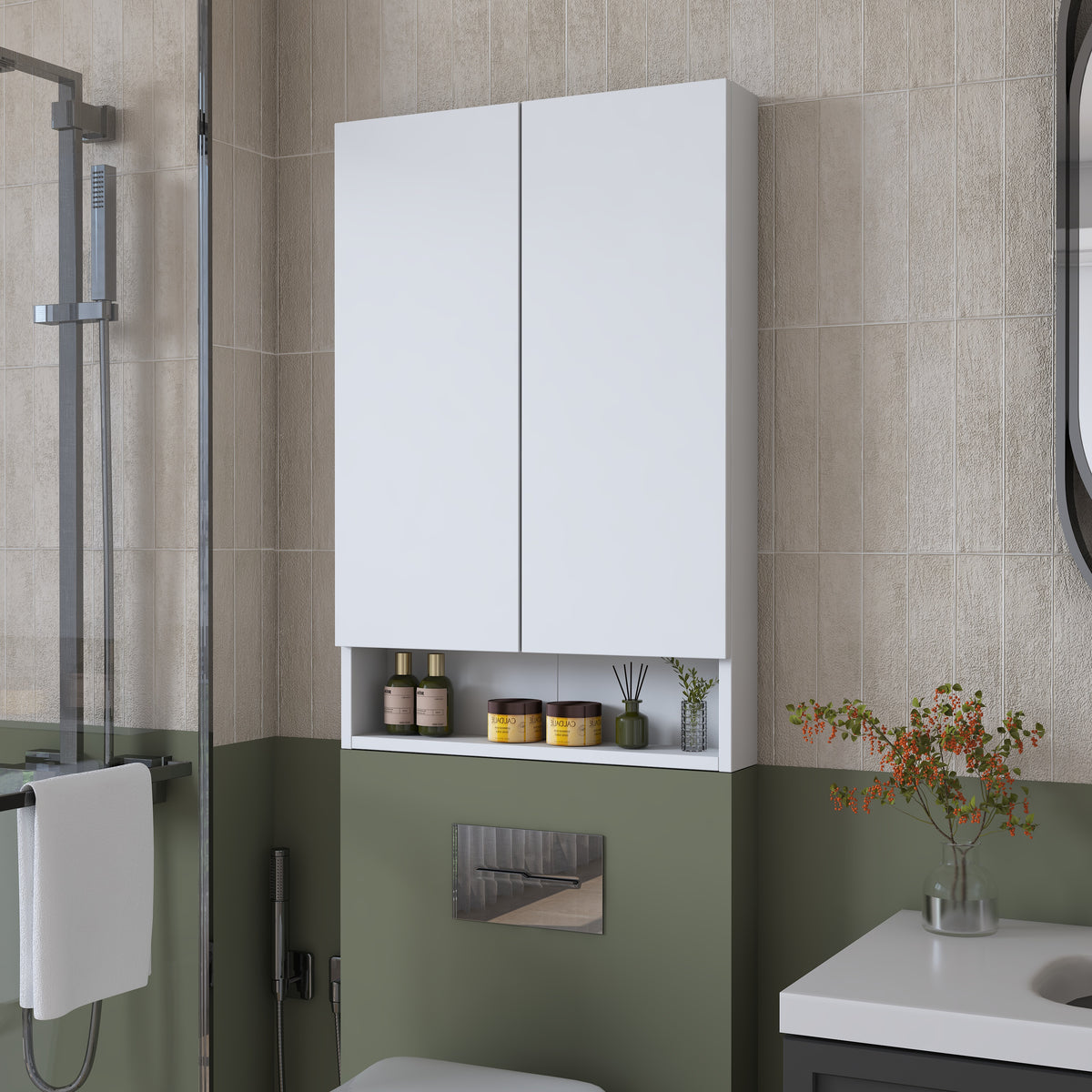 Rani KB111 Kapaklı Banyo Dolabı Raflı Klozet Üstü Çok Amaçlı Dolap Beyaz