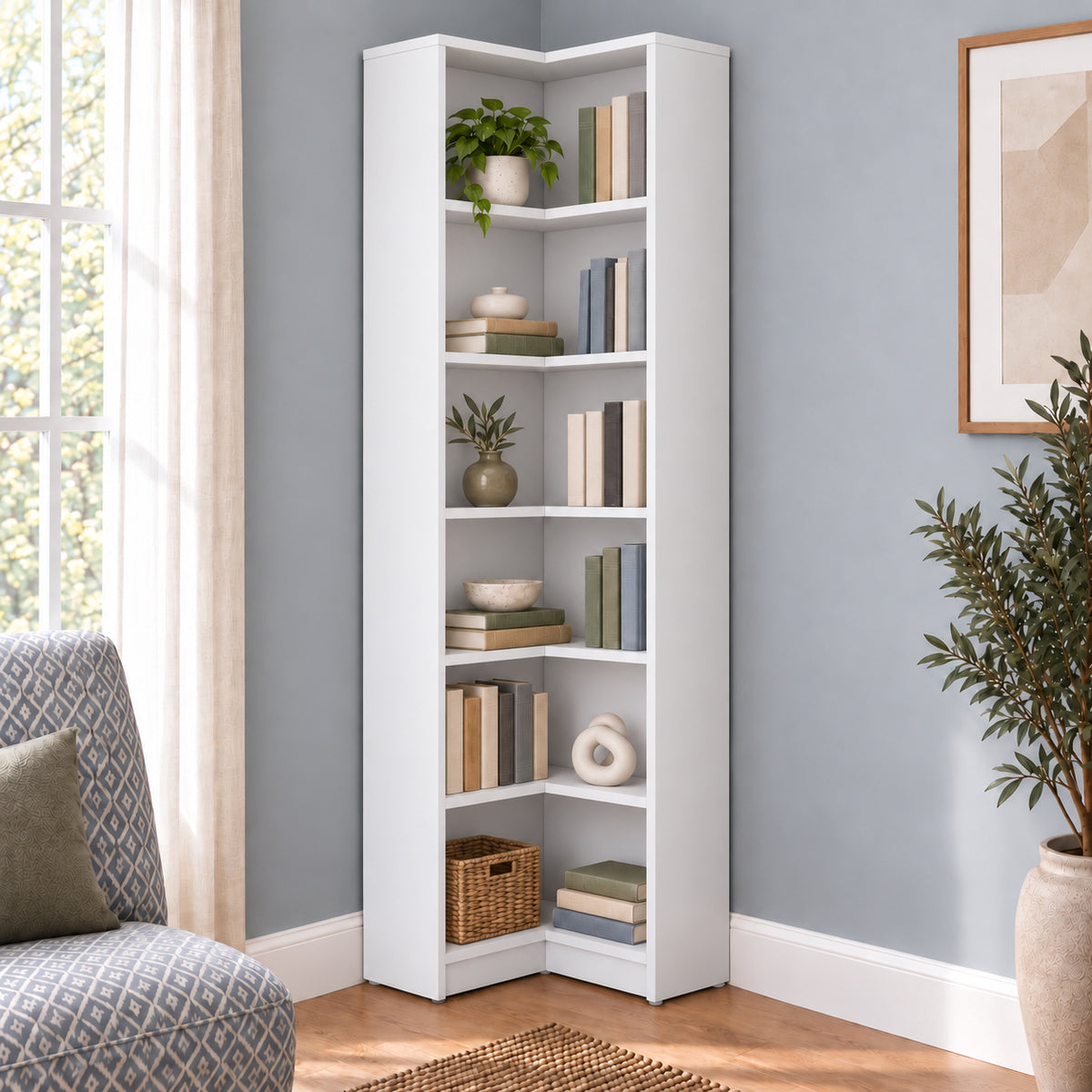 Rani HC147 Kitaplık 5 Raflı Çalışma Odası Kütüphane Modern Duvar Rafı Beyaz