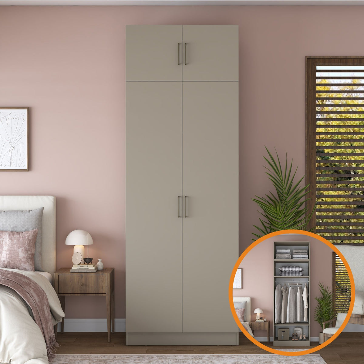 Rani BA319 Gardırop 2 Kapaklı Askılı Elbise Dolabı Kumtaşı