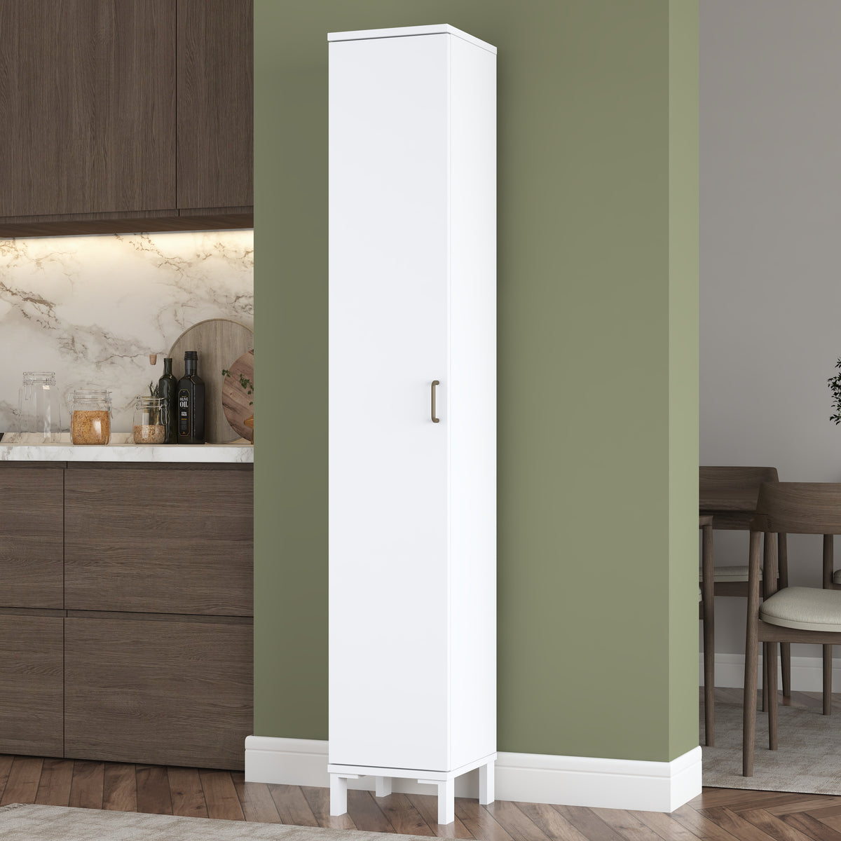 Rani KC111 Banyo Dolabı Tek Kapaklı 5 Raflı Çok Amaçlı Dolap Beyaz