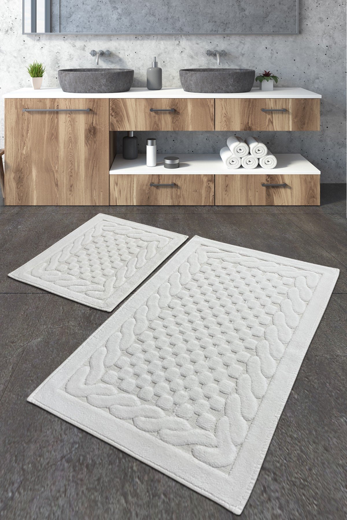 Rani Home Banyo Paspası Seti Ekru BA-6264