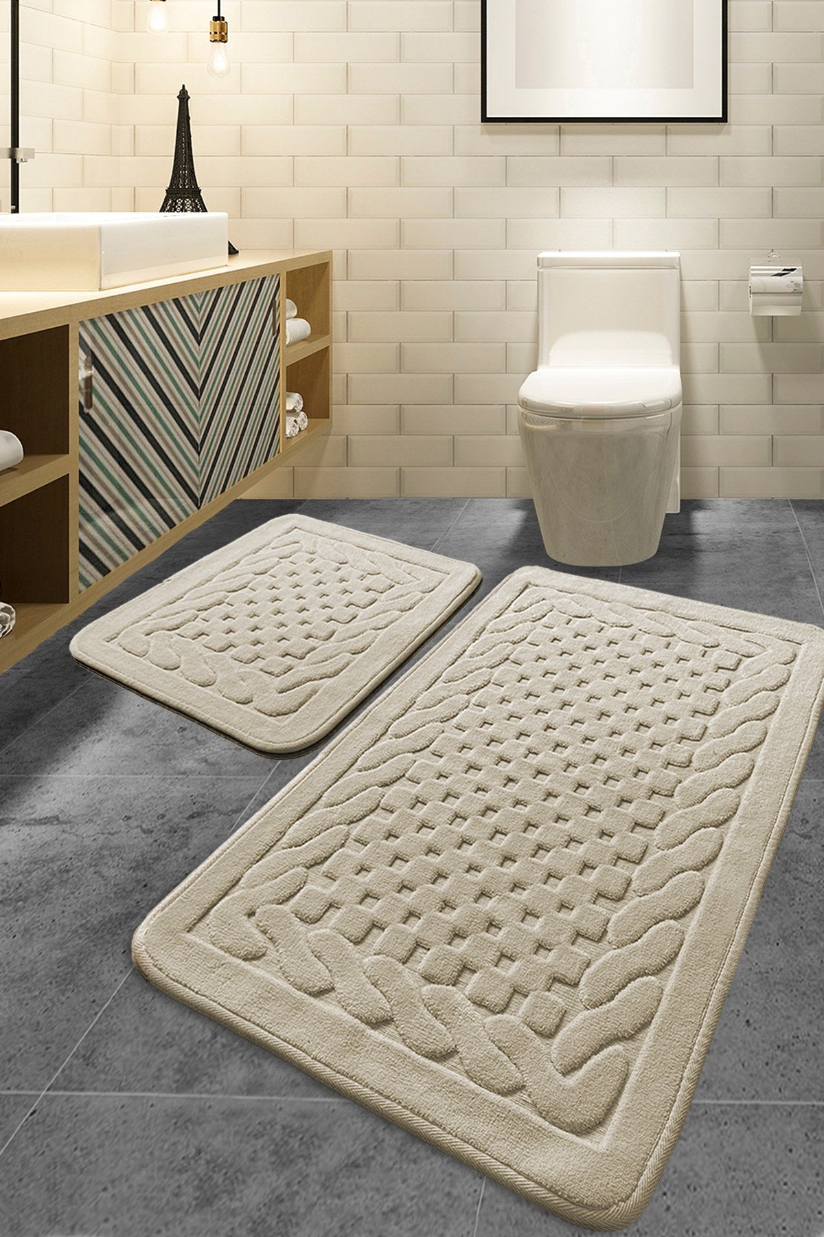 Rani Home Banyo Paspası Seti Bej BA-6266