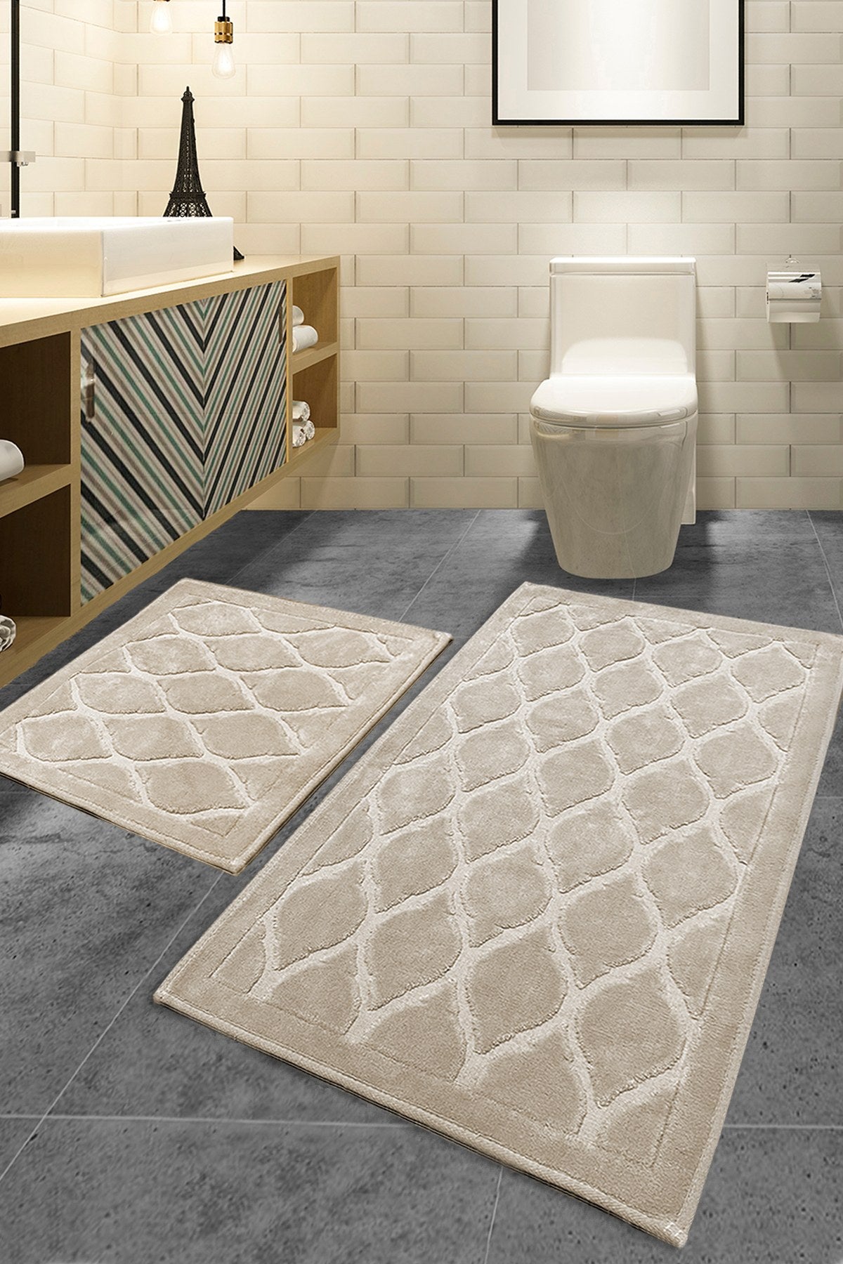 Rani Home Banyo Paspası Seti Bej BA-6268