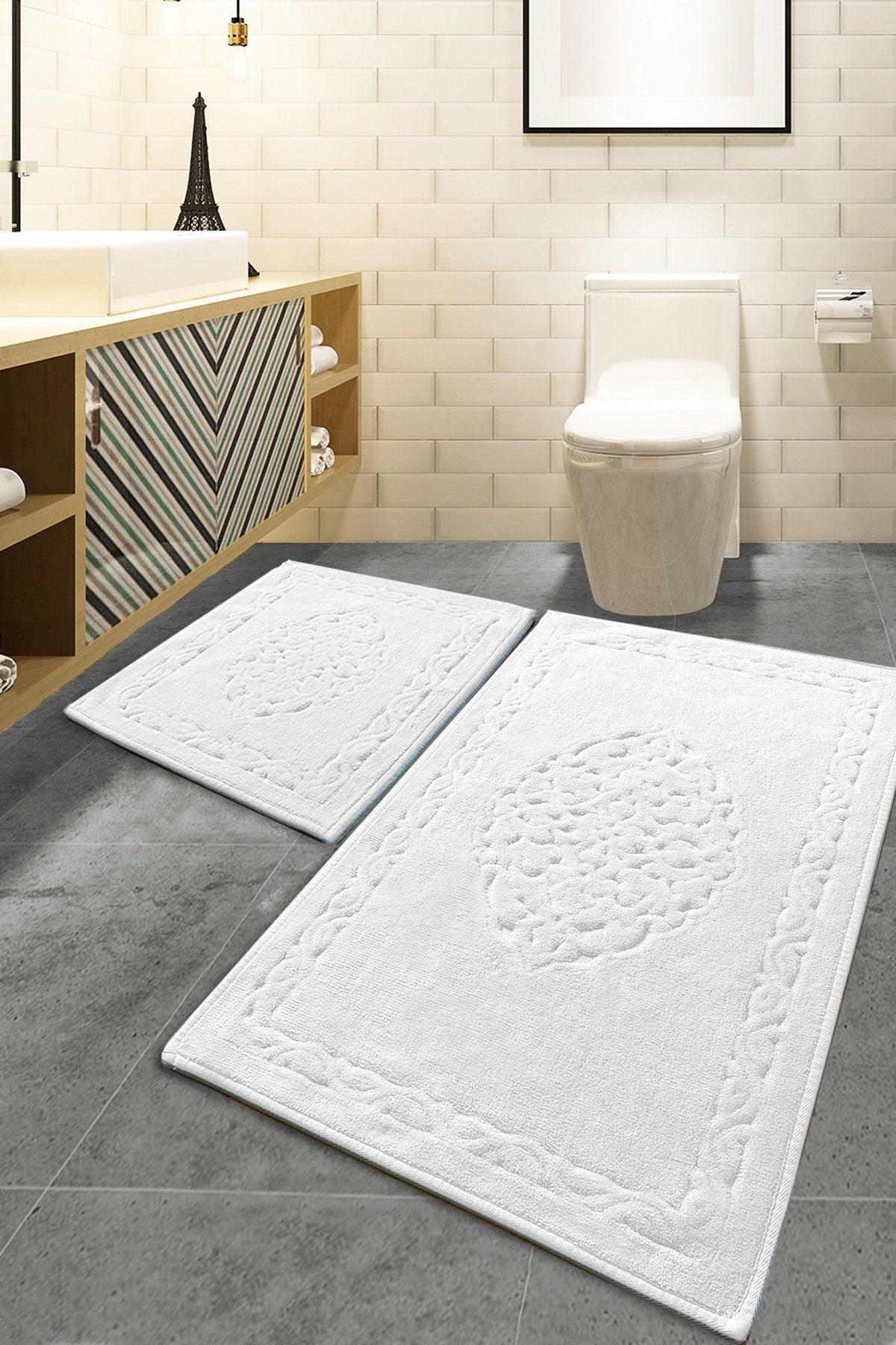 Rani Home Banyo Paspası Seti Beyaz BA-6272
