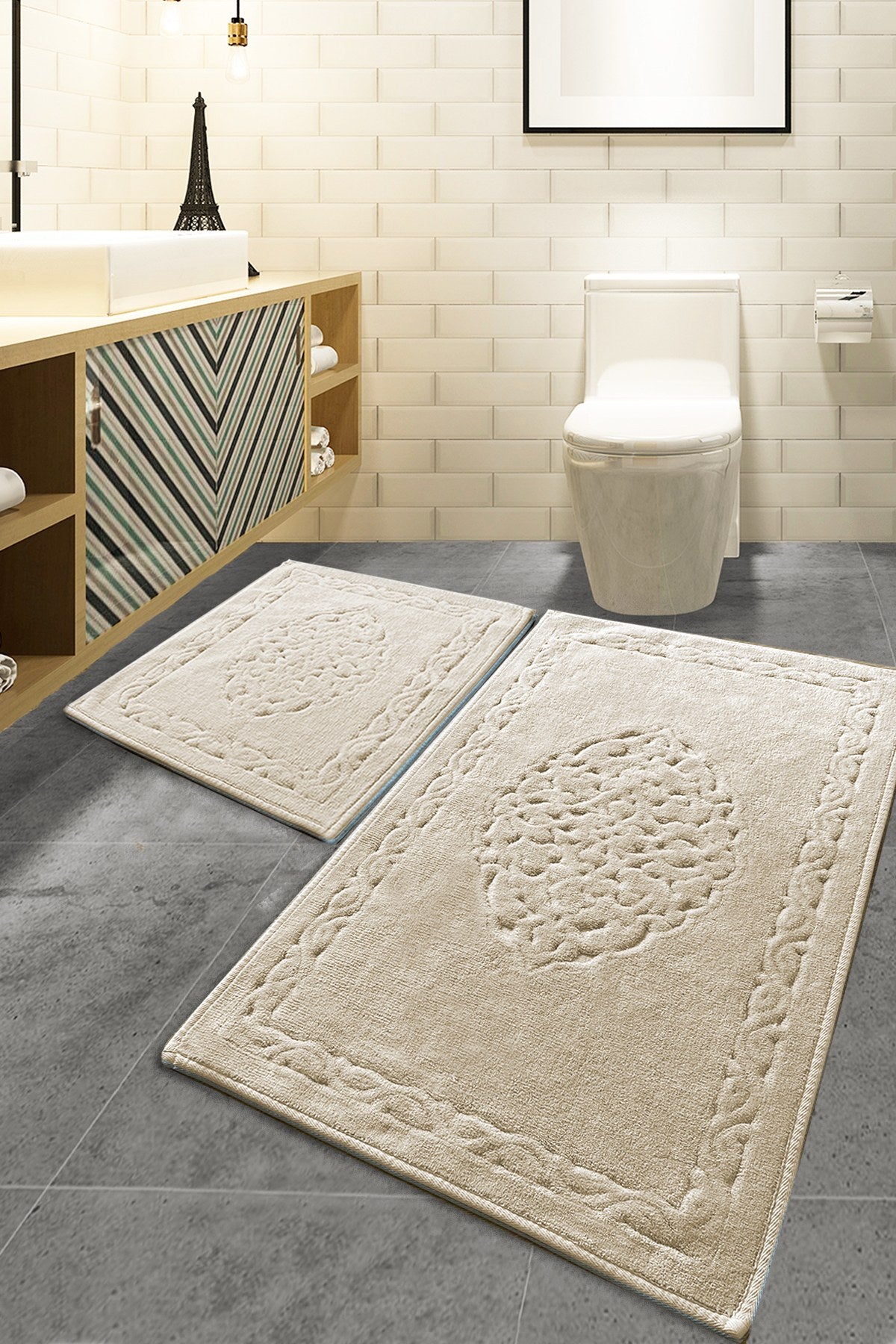 Rani Home Banyo Paspası Seti Vizon BA-6273