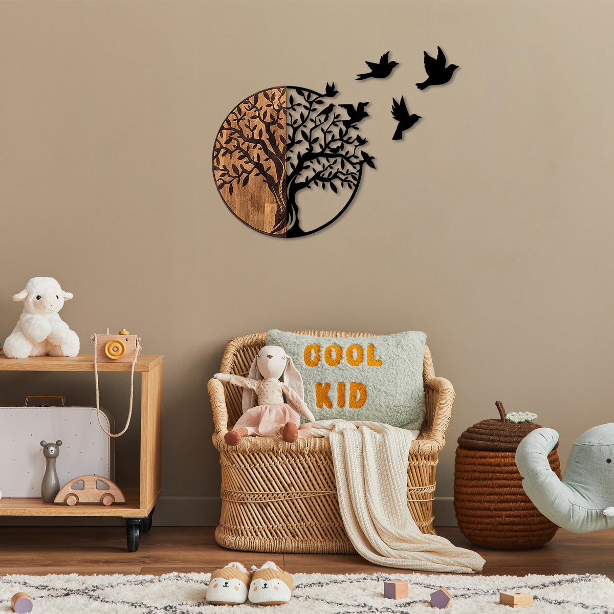 Rani Home Dekoratif Ahşap Duvar Aksesuarı Siyah - Ceviz AA-5882