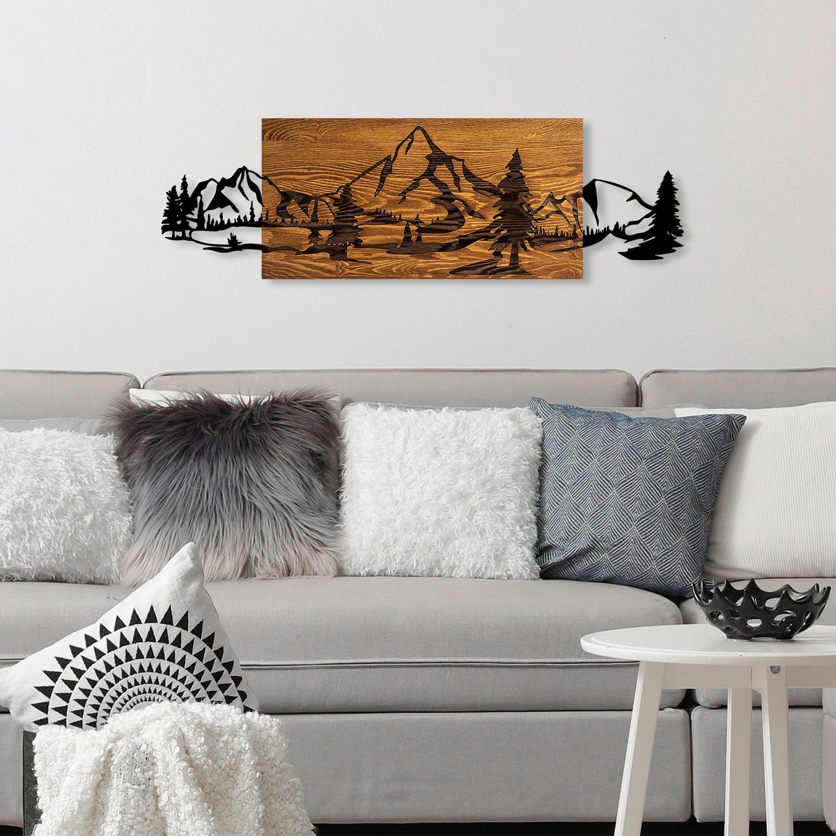 Rani Home Dekoratif Ahşap Duvar Aksesuarı Ceviz - Siyah AA-5867