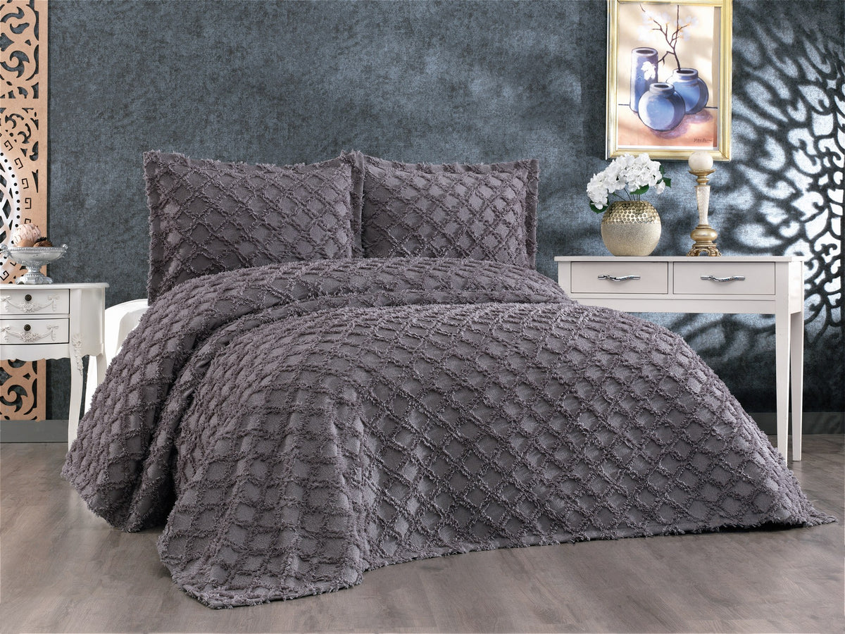 Rani Home Çift Kişilik Yatak Örtüsü Seti Antrasit CC-6252