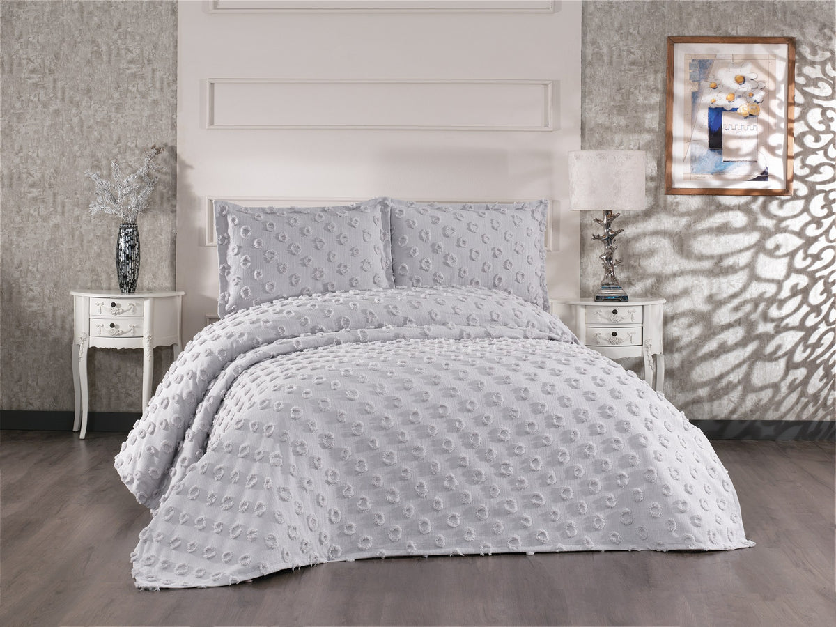 Rani Home Çift Kişilik Yatak Örtüsü Seti Gri CC-6261