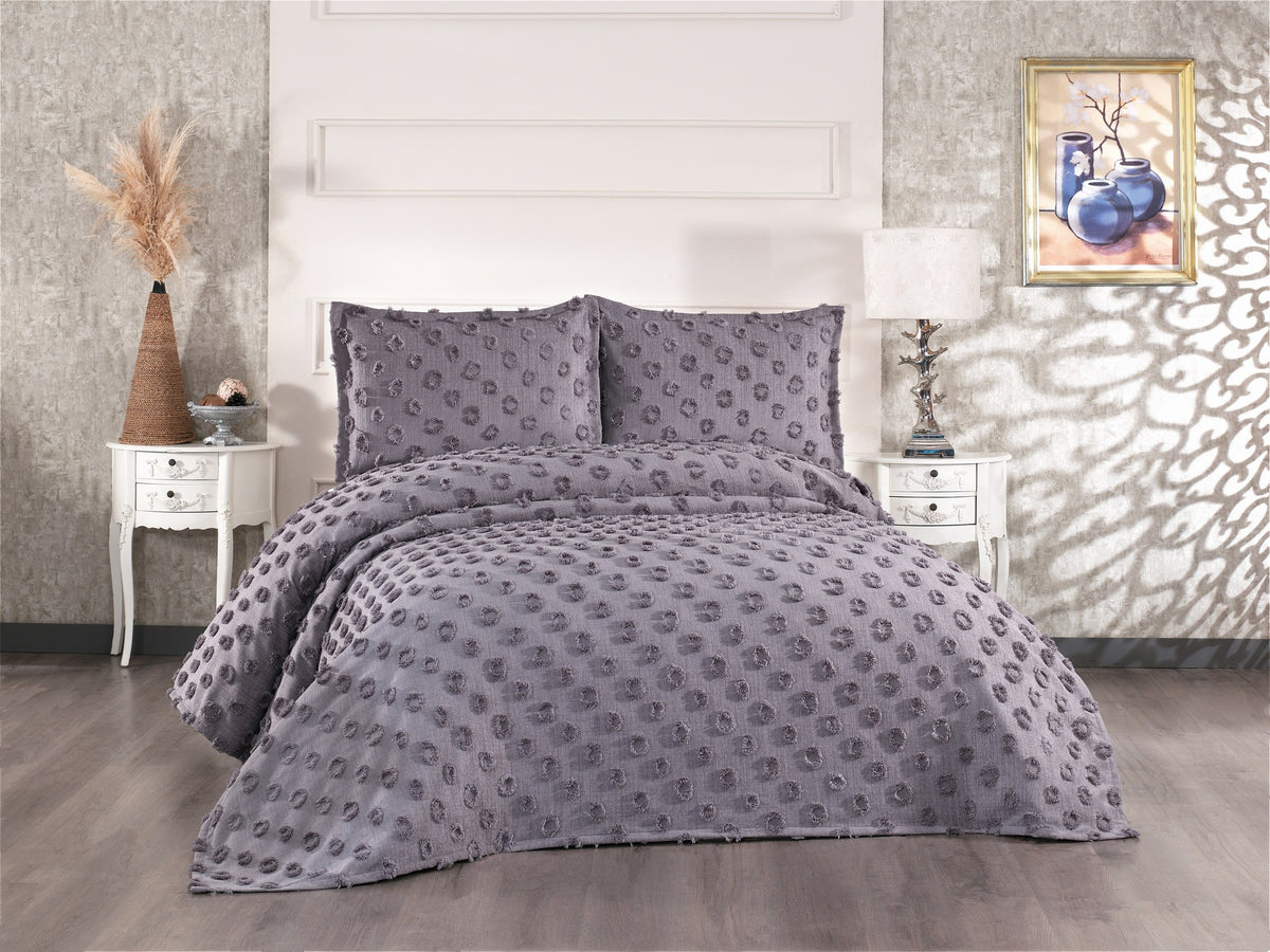Rani Home Çift Kişilik Yatak Örtüsü Seti Antrasit CC-6262