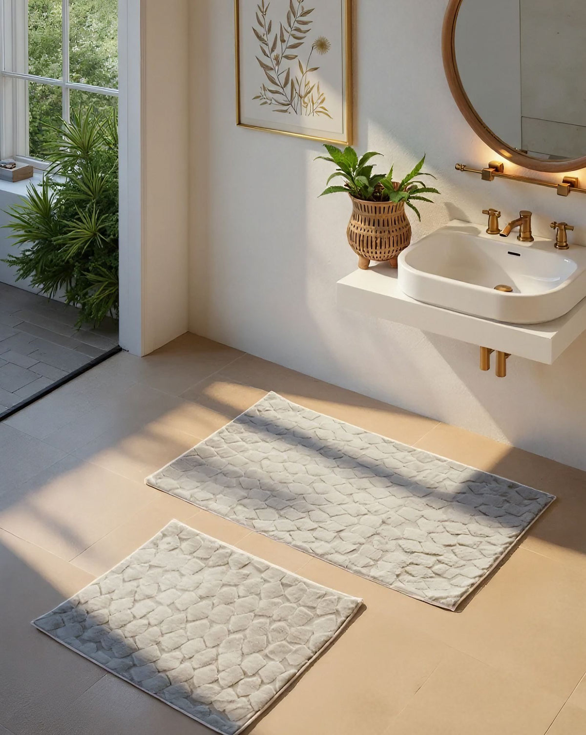 Rani Home Banyo Paspası Seti Vizon Gri BA-6458