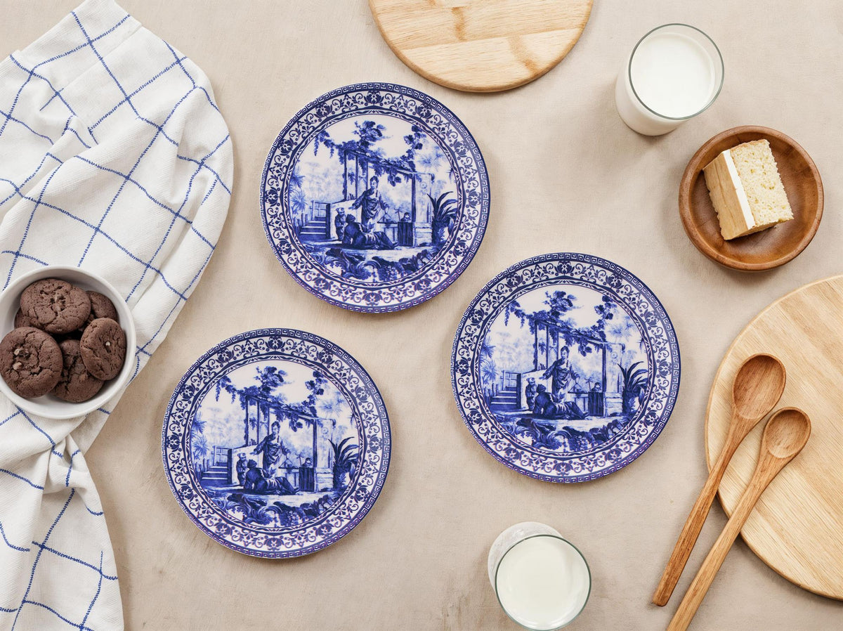 Rani Home Tatlı Tabağı Seti Hermia Mavi - Beyaz FE-6777