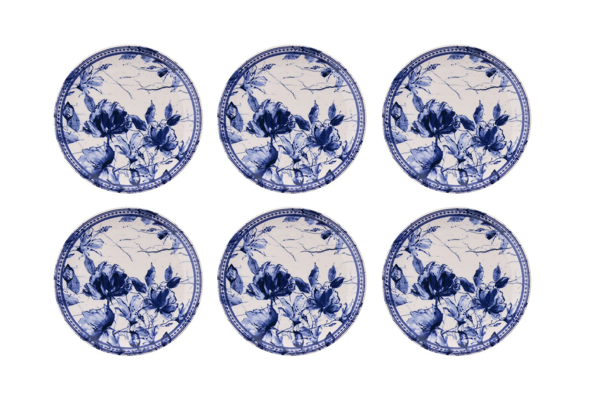 Rani Home Tatlı Tabağı Seti Hermia Mavi - Beyaz FE-6778