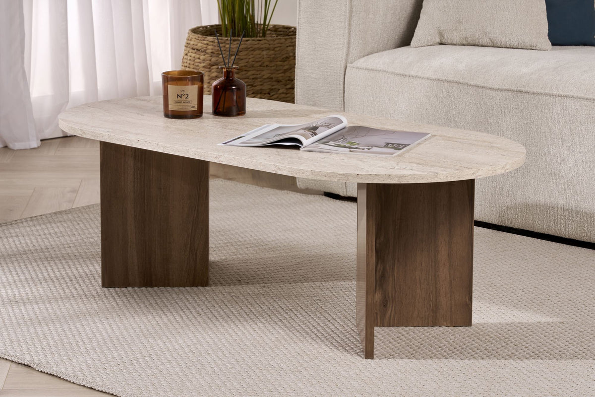 Rani Home Orta Sehpa Travertine - Walnut 119Cm AB-5290