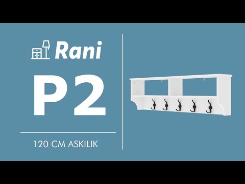 Rani P2 Modern Portmanto Duvar Askısı Vestiyer Askılık Beyaz 120 Cm