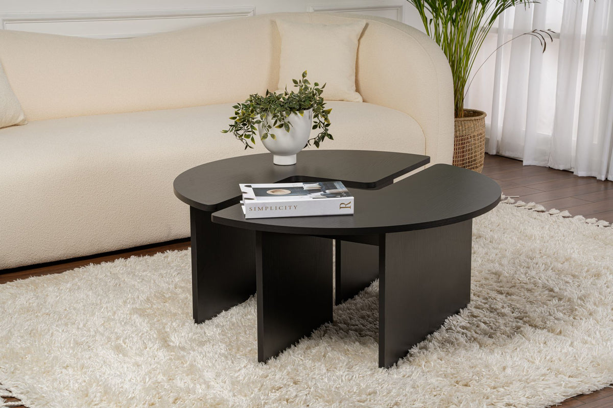 Rani Home Orta Sehpa Ahşap Desenli Siyah 90Cm AB-5377