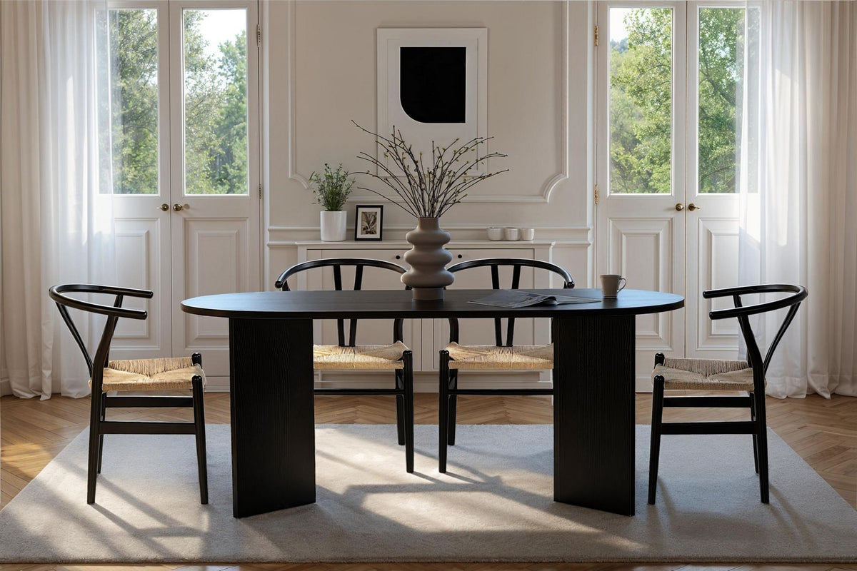 Rani Home Yemek Masası Ahşap Desenli Siyah 180 Cm GA-5317