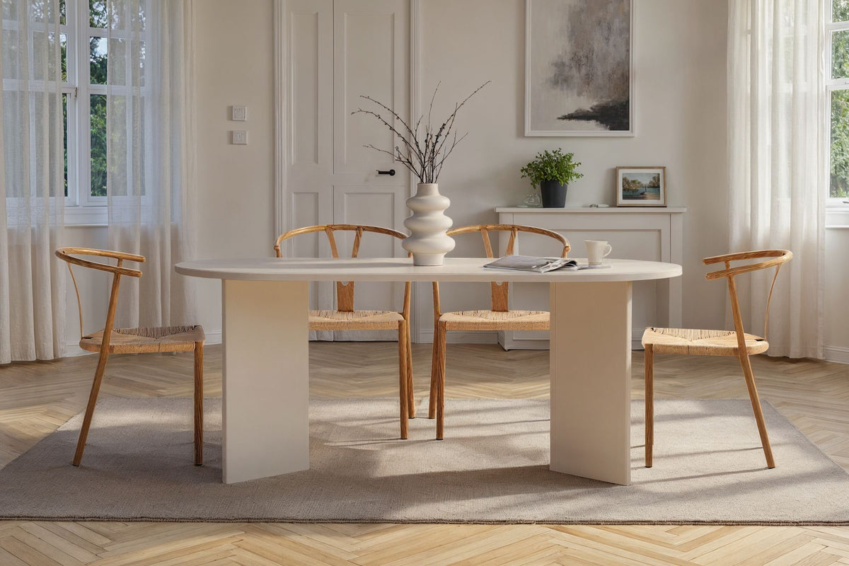 Rani Home Yemek Masası Ahşap Desenli Kırık Beyaz 180 Cm GA-5318
