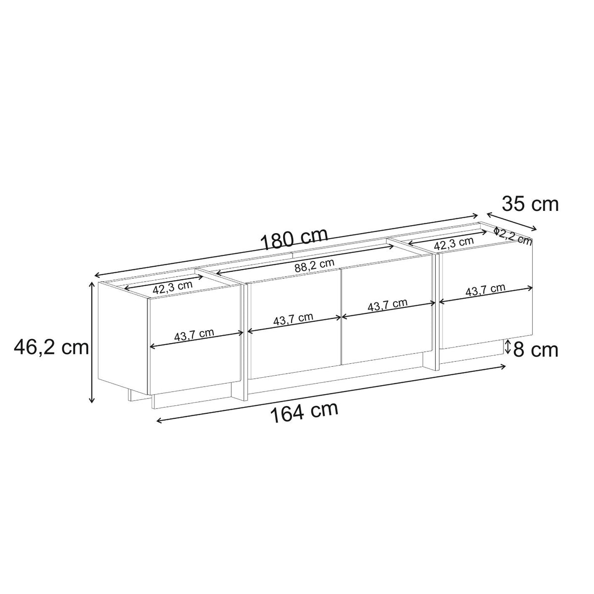 Rani Home Tv Ünitesi Traverten 180 Cm AA-5515