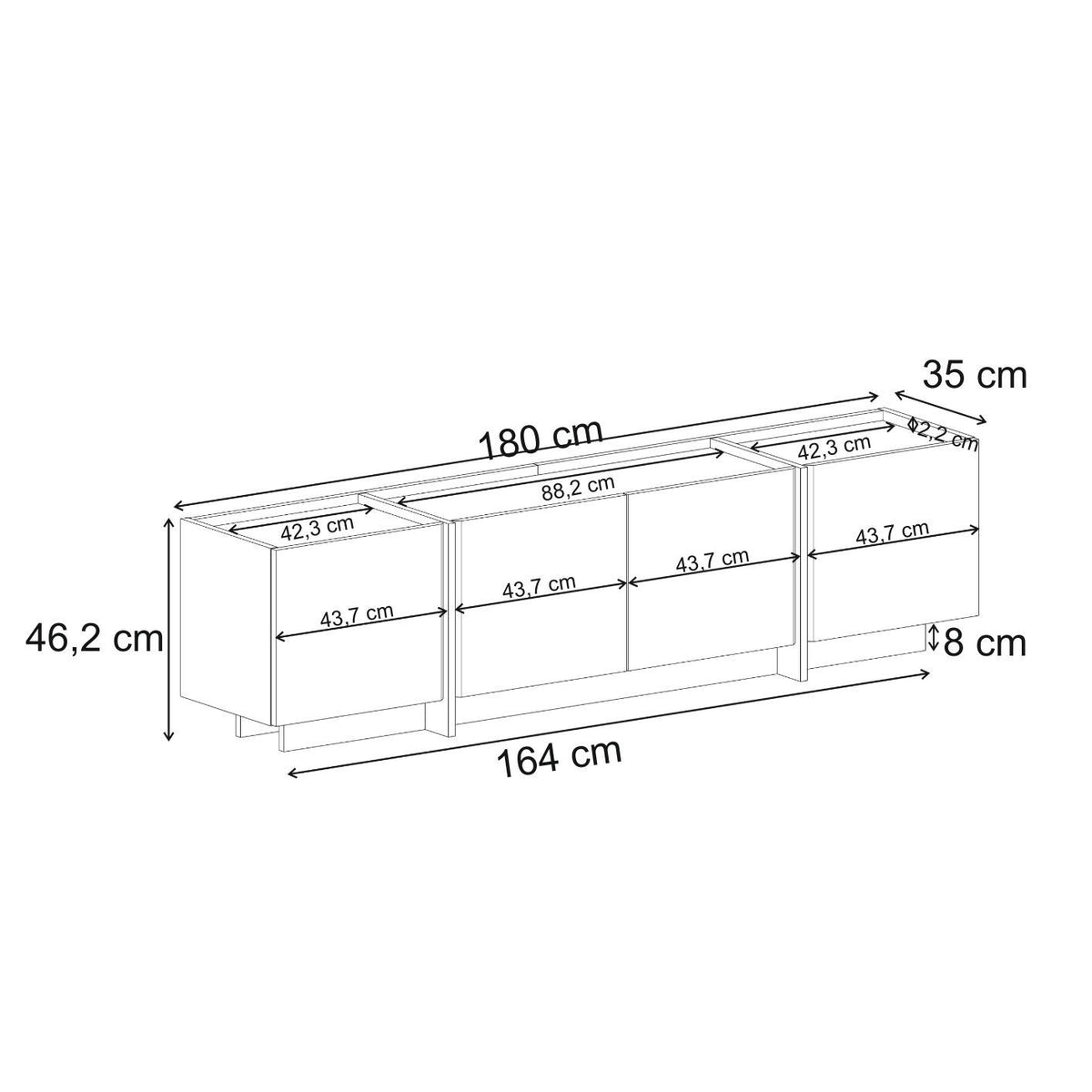 Rani Home Tv Ünitesi Beyaz - Atlantik Çam 180 Cm AA-5327