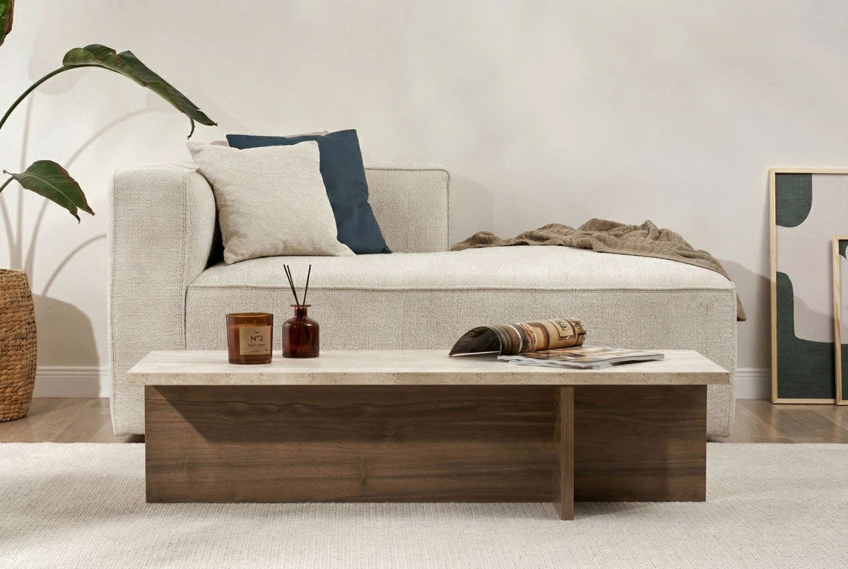 Rani Home Orta Sehpa Traverten - Milano Ceviz 120Cm AB-5300