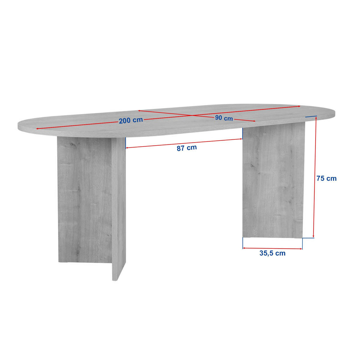 Rani Home Yemek Masası Ahşap Desenli Siyah 200 Cm GA-5324