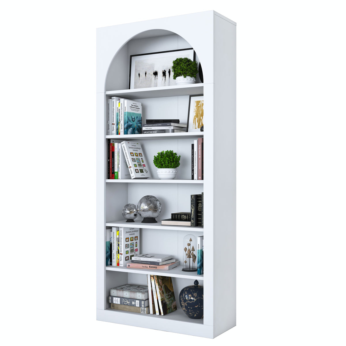 Rani HC116 Kitaplık 6 Raflı Çalışma Odası Kütüphane Modern Duvar Rafı Beyaz