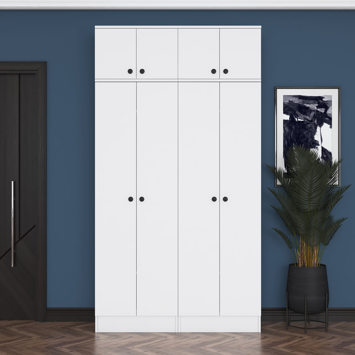 Rani EA146 Modern Portmanto 8 Kapaklı Raflı Askılı Ayakkabılık Vestiyer Beyaz
