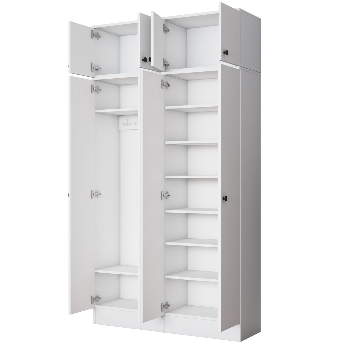 Rani EA146 Modern Portmanto 8 Kapaklı Raflı Askılı Ayakkabılık Vestiyer Beyaz