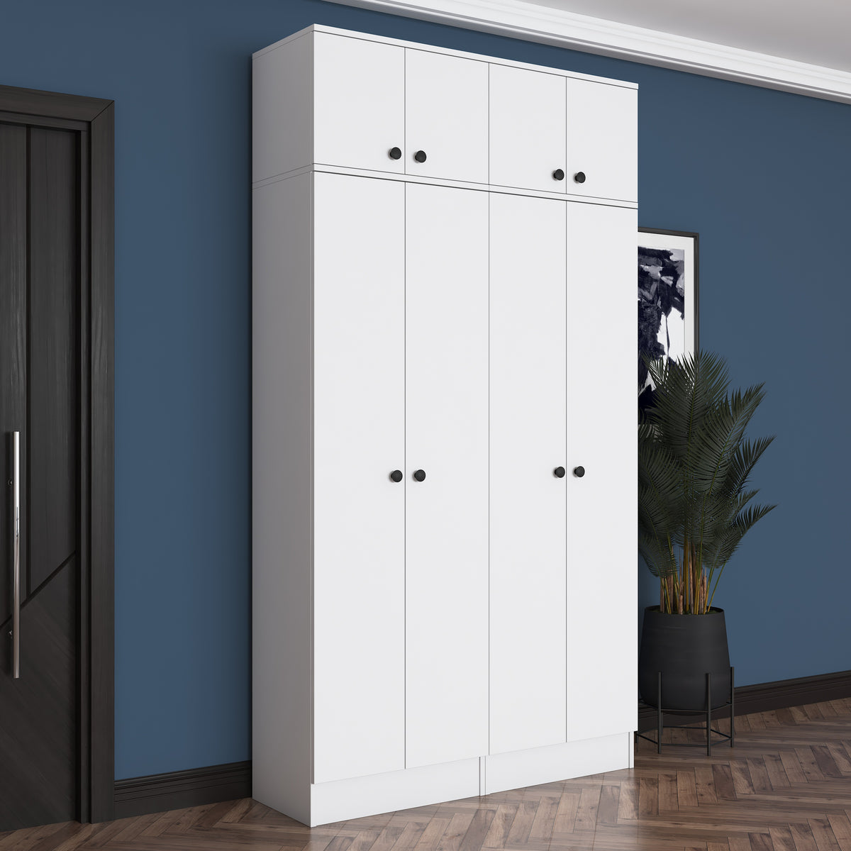 Rani EA146 Modern Portmanto 8 Kapaklı Raflı Askılı Ayakkabılık Vestiyer Beyaz