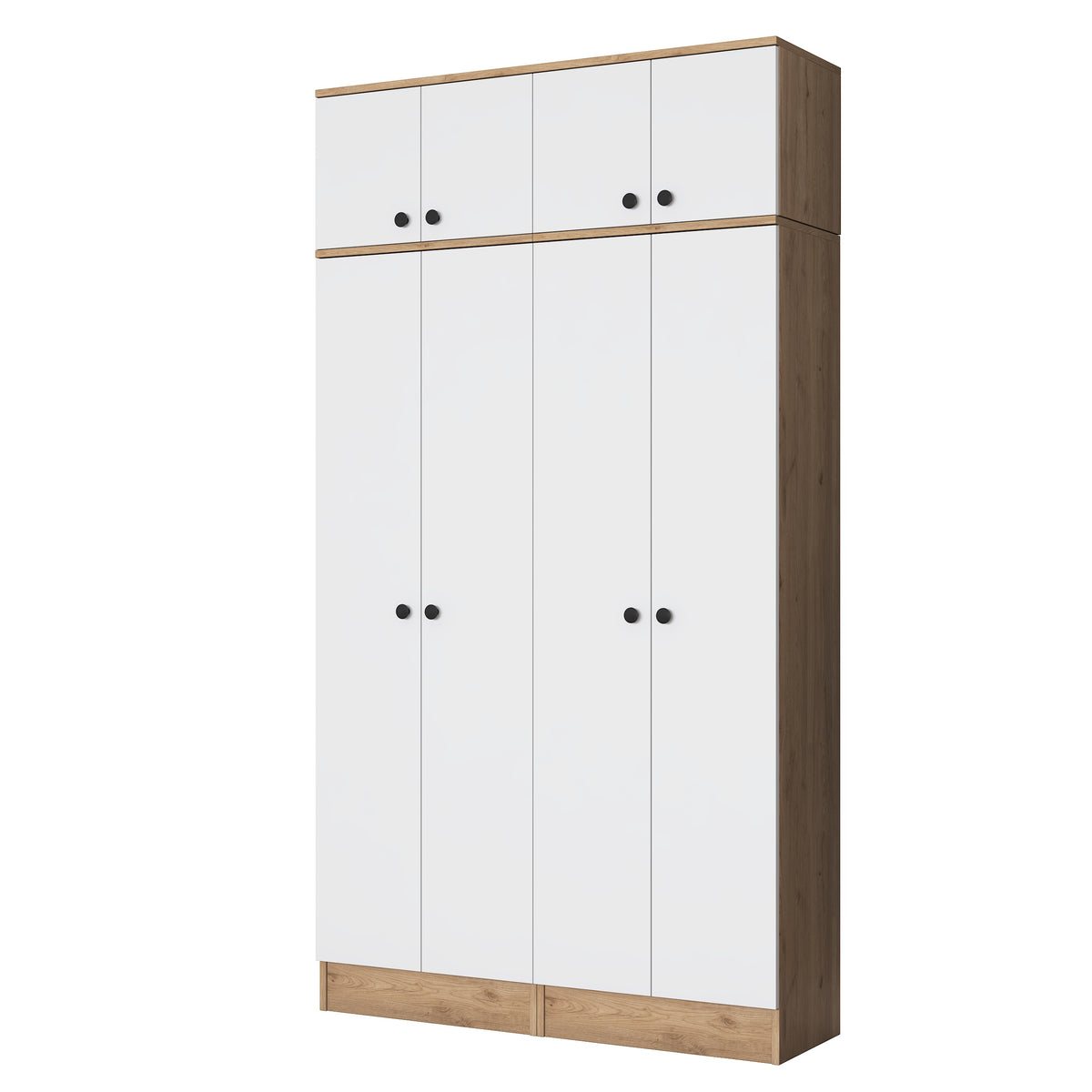 Rani EA146 Modern Portmanto 8 Kapaklı Raflı Askılı Ayakkabılık Vestiyer Sepet Ceviz - Beyaz