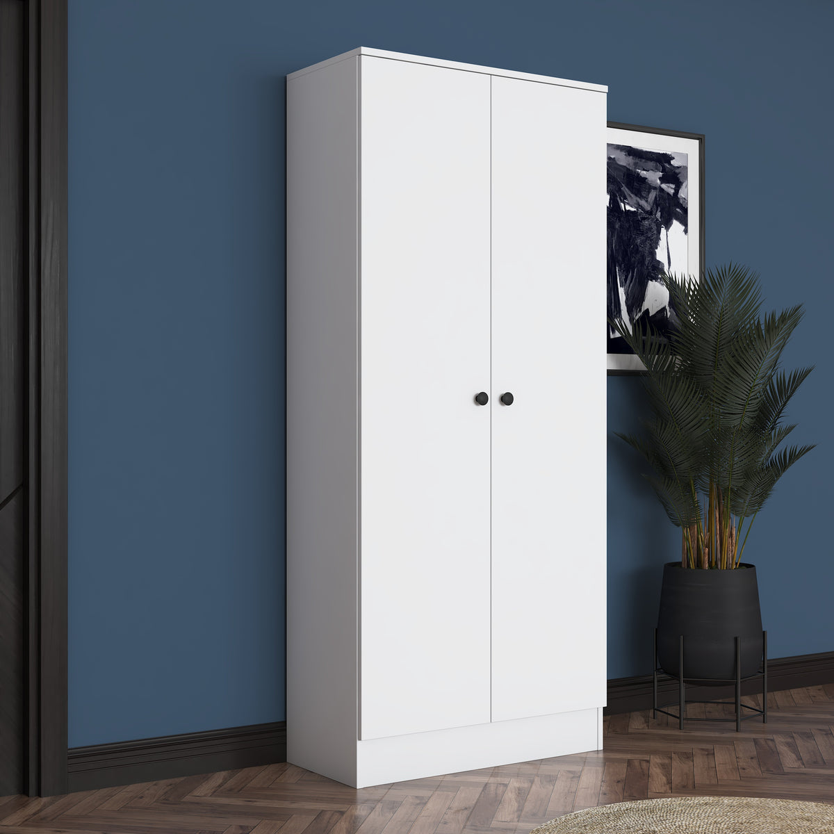 Rani EA148 modern beyaz portmanto 2 kapaklı raflı ayakkabılık vestiyer