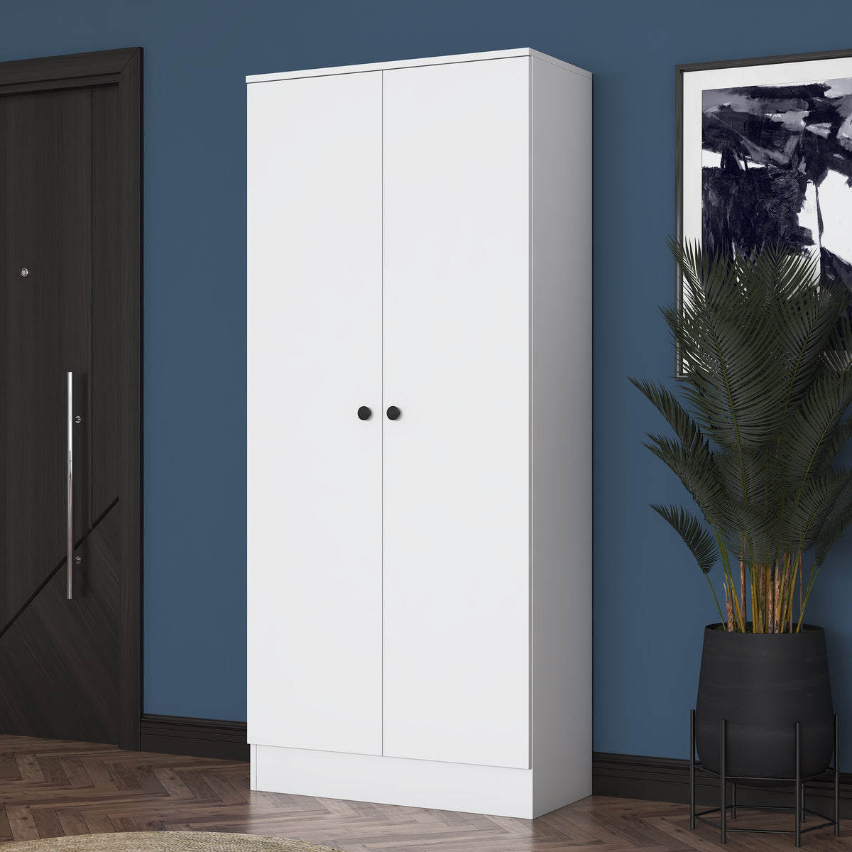 Rani EA148 modern beyaz portmanto 2 kapaklı raflı ayakkabılık vestiyer
