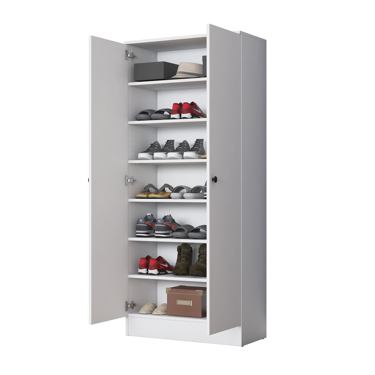 Rani EA148 modern beyaz portmanto 2 kapaklı raflı ayakkabılık vestiyer