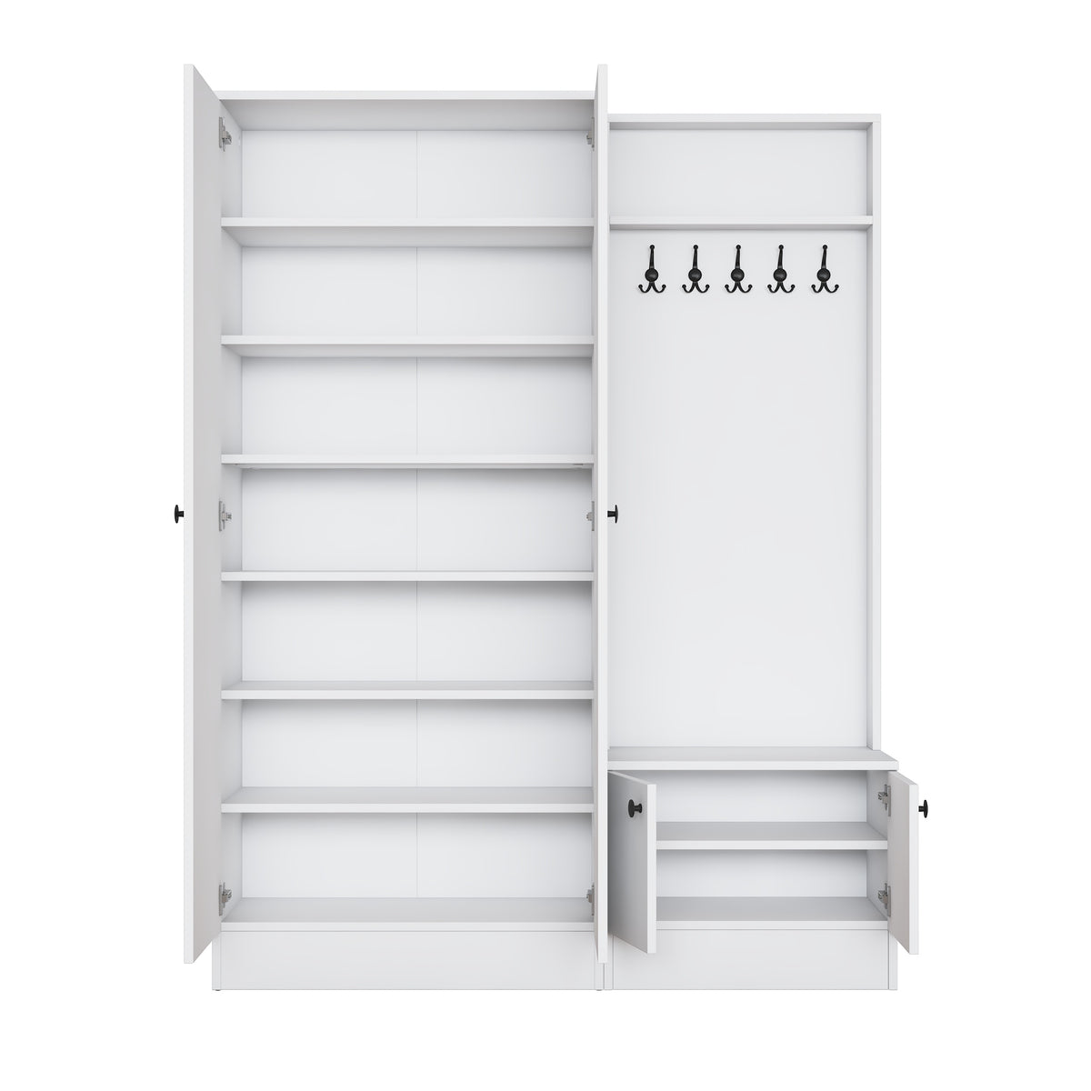 Rani EA151 beyaz modern portmanto raflı askılı ayakkabılık vestiyer