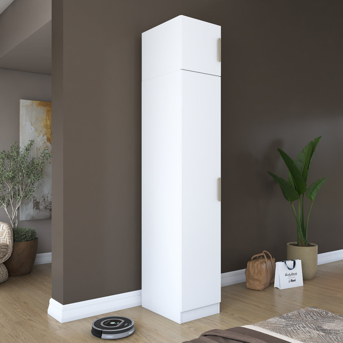 Rani BA212 Gardırop Tek Kapaklı 6 Raflı Elbise Dolabı Beyaz
